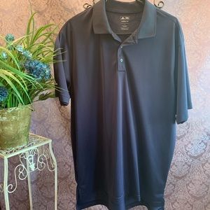 Adidas Golf Climalite Polo Short Sleeve 3-Button Solid Blue White Mountain Logo